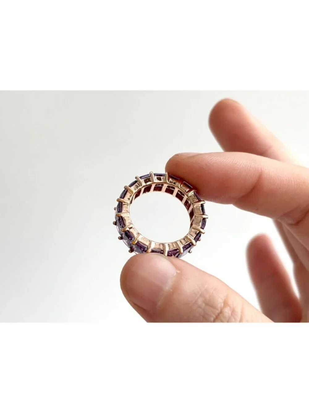 Amethyst Gemstone Gold Overlay Sterling Silver 925 Vintage Ring - sz 7
